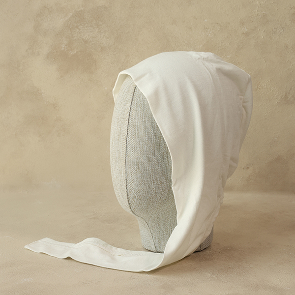 Dikişsiz XL viskon bone manken başında - türban altı gelin bonesi kırık beyaz